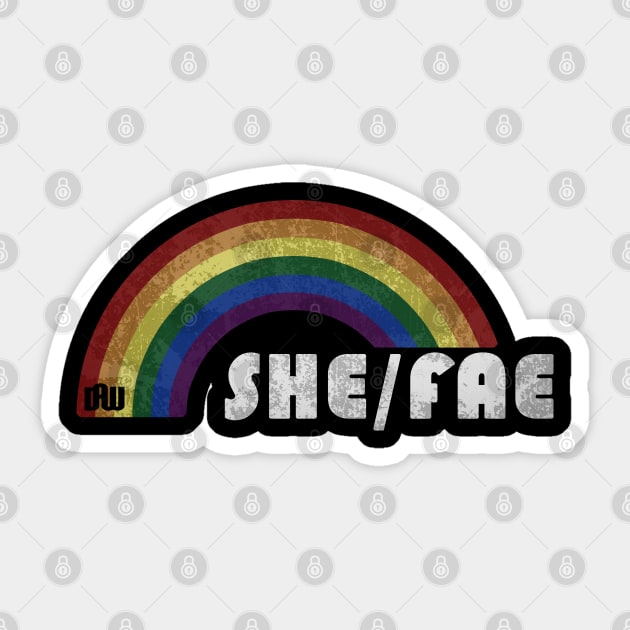 Grunge LGBT+ Pride - She/Fae Pronouns Sticker by Daniela A. Wolfe Designs